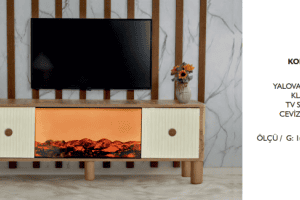 Yalova Şömineli Klapalı TV Sehpası Ceviz Aytaşı KOD 218