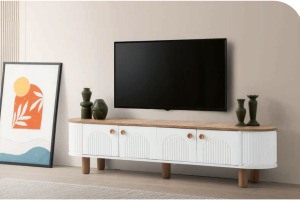 Bohem Oval Tv Ünitesi - Beyaz-Diş Budak