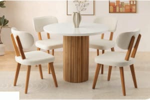 Hilton HG Masa - Kar Beyaz - Lora Ayak Naturel